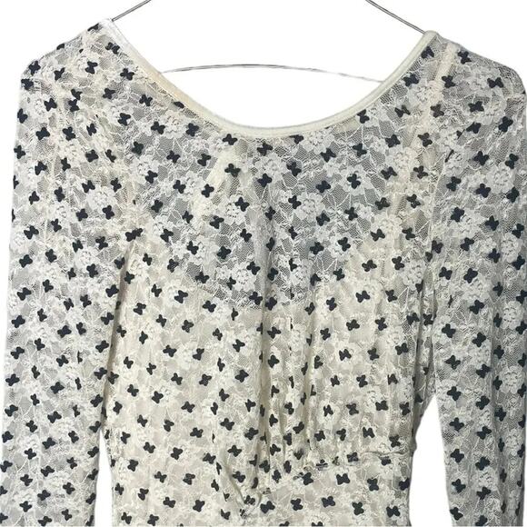 Free People Women’s Sz XS Long Sleeve Mini Dress Cream / Black - Picture 3 of 10